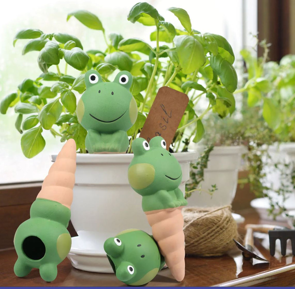 frog self watering planter Frog Ceramic Self-Watering spike – Pretty Plant Things